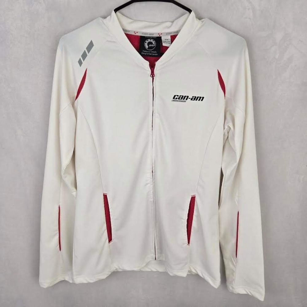 Can-Am Spyder BRP Womens Racing Full Zip Performance Pullover Moto White Jacket
